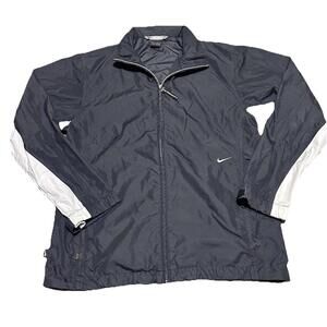 Y2K Nike Windbreaker Full Zip Men Small S Jacket Collared Track White Black